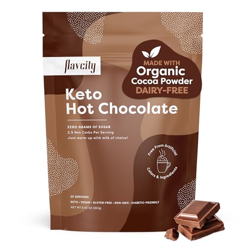 FlavCity Keto Hot Chocolate Powder, Original – Dairy-Free & Suga...