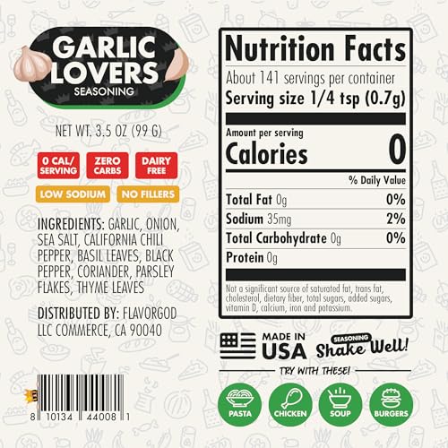 Flavor God 2 Bottles Garlic Lovers Seasoning Mix Natural Healthy...