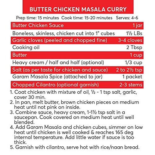 Butter Chicken Makhani Indian Curry Sauce Plus Garam Masala By F
