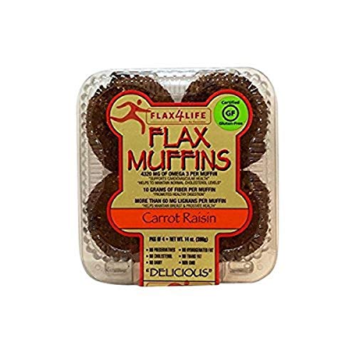 FLAX4LIFE Muffins, Carrot Raisin, 14 Ounce Pack of 6