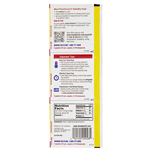 Fleischmanns Yeast Original Gluten Free 0.25 Oz. Pack Of 3.