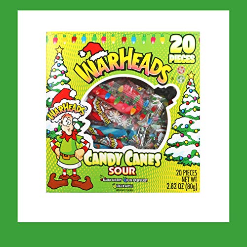 Warheads Sour Candy Canes 20 Pieces Mini Individually Wrapped Ch