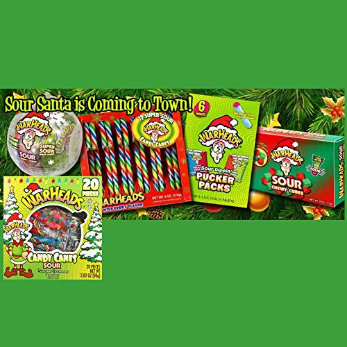 Warheads Sour Candy Canes 20 Pieces Mini Individually Wrapped Ch