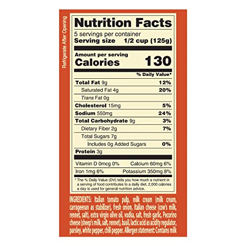 Vodka Sauce By Flora Foods - Pasta Sauce Made In Italy - All Nat