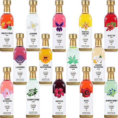 Ultimate Floral Cocktail &Amp; Soda Syrup Set - 14 -2 Oz Glass Bottl