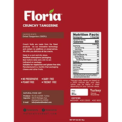 Natural Healthy Snacks, Dried Tangerine Fruit Crisps, No Sugar A