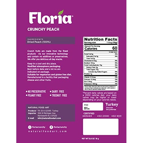 Natural Healthy Snacks, Dried Peach Fruit Crisps, No Sugar Added