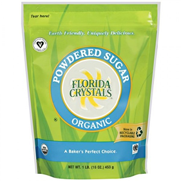 Florida Crystals Organic Powdered Sugar, 16 Ounce Pack of 6