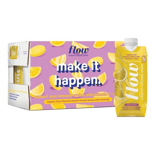 Flow Vitamin Infused Spring Water, Organic Citrus Flavor, Infuse...