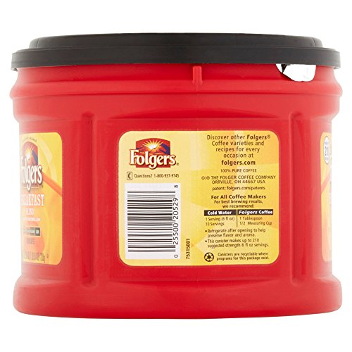 Folgers Breakfast Blend Ground Coffee Mild, 25.4 Oz Pack Of 5