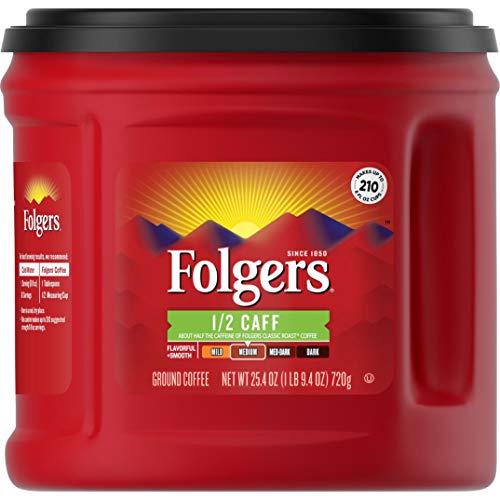 Folgers 1/2 Caff Coffee, Half Caffeinated Medium Roast Ground Co