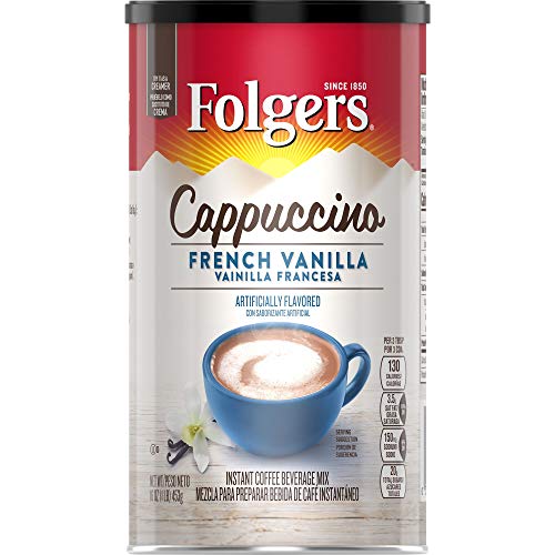 Folgers Cappuccino French Vanilla Instant Coffee Beverage Mix, 1