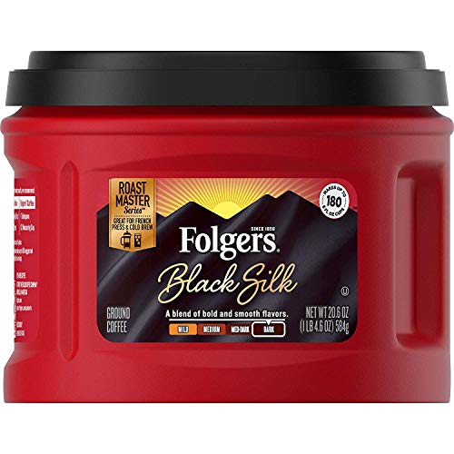 Folgers Black Silk Coffee, Dark Roast Ground Coffee, 20.6 Ounces