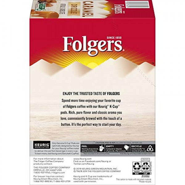 Folgers Caramel Drizzle Flavored Coffee, 96 K Cups For Keurig Co