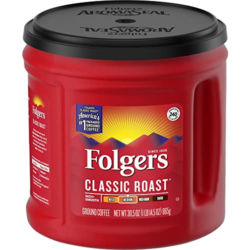 Folgers Classic Roast Ground Coffee, Medium Roast, 30.5 Oz