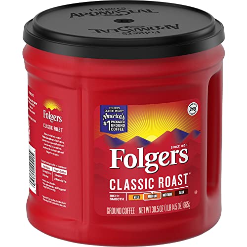 Folgers Classic Roast Ground Coffee, Medium Roast, 30.5 Oz