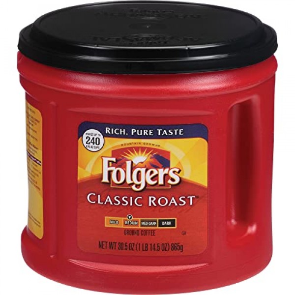 Folgers Classic Roast Ground Coffee, Medium Roast, 30.5 Oz