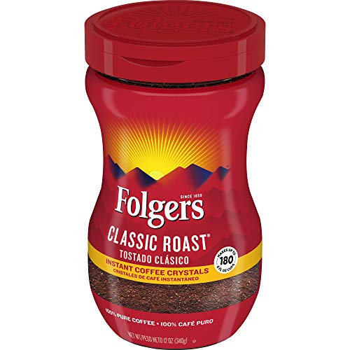 Folgers Classic Roast Instant Coffee Crystals, 12 Ounces