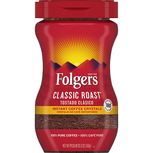 Folgers Classic Roast Instant Coffee Crystals, 12 Ounces