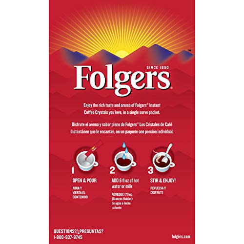 Folgers Classic Roast Instant Coffee Crystals, 7 Single Serve Pa