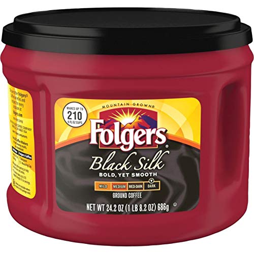 Folgers Ground Black Silk Dark Ground Coffee, Dark - 22.6 Oz -