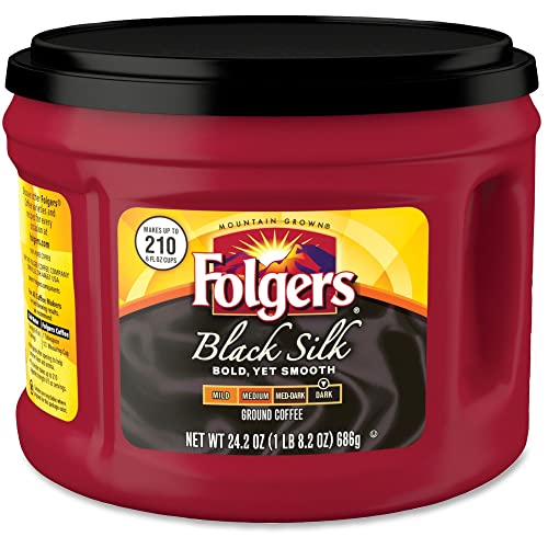 Folgers Ground Black Silk Dark Ground Coffee, Dark - 22.6 Oz -