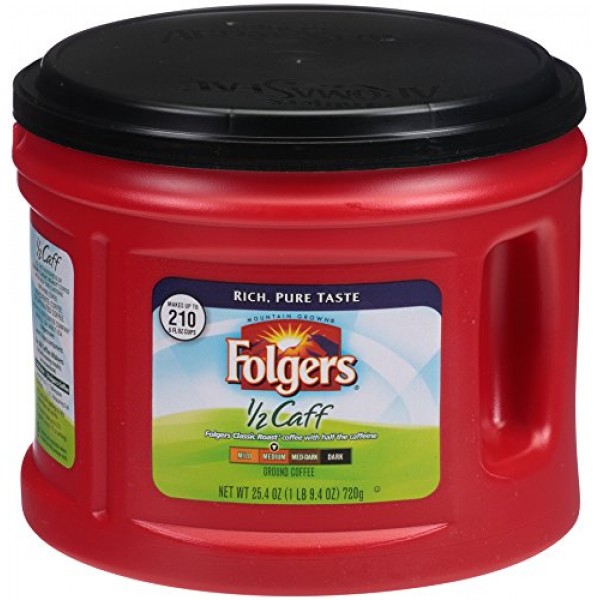 Folgers Half Caff Ground Coffee, 25.4 Ounce 4 Pack