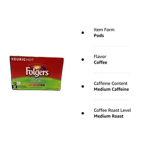 Folgers Half Caff Ground Coffee K Cup Pods, 12 Ct