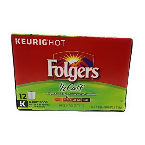 Folgers Half Caff Ground Coffee K Cup Pods, 12 Ct