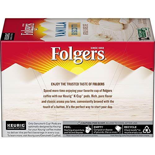 Folgers Vanilla Biscotti Flavored Coffee, 12 K Cups For Keurig C