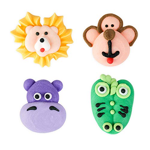 Edible Icing Toppers Jungle Animal Set B - Hand Piped Royal Icin