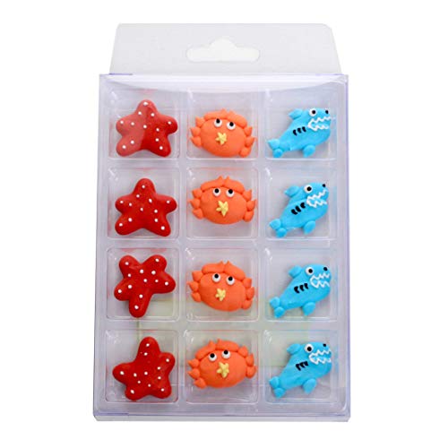 Edible Icing Toppers Ocean Sea Creatures Set A- Hand Piped Royal