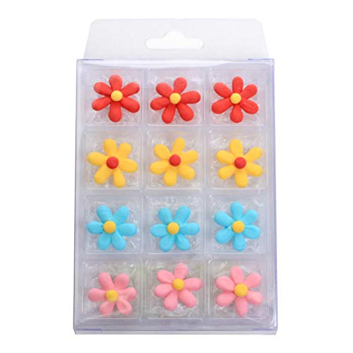 Edible Icing Toppers Small Star Flowers - Hand Piped Royal Icing