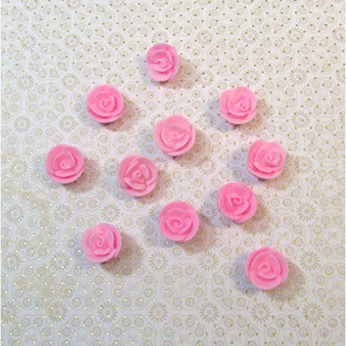 Set Of 40 Petite Royal Icing Roses - Edible Cupcake Toppers Pink