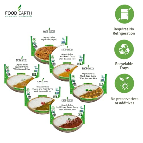 Food Earth Organic Indian Meals Variety Pack - Read To Eat India