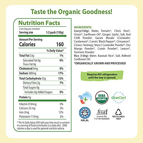 Food Earth Organic Indian Chick Pea Curry With Steamed Rice - Re