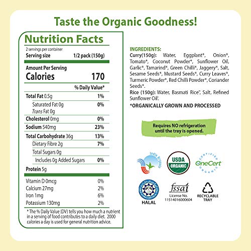 Food Earth Organic Indian Eggplant Curry With Steamed Rice - Rea