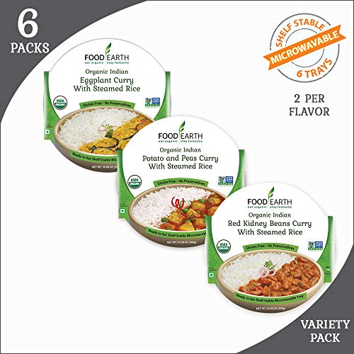 Food Earth Organic Indian Meals Variety Pack - 3 Flavors - Read