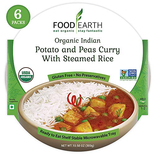 Food Earth Organic Indian Potato &Amp; Peas Curry With Steamed Rice