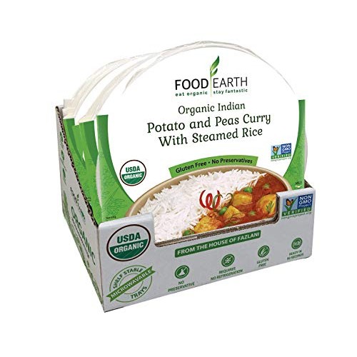 Food Earth Organic Indian Potato &Amp; Peas Curry With Steamed Rice