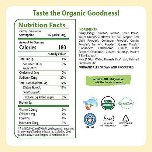 Food Earth Organic Indian Potato &Amp; Peas Curry With Steamed Rice