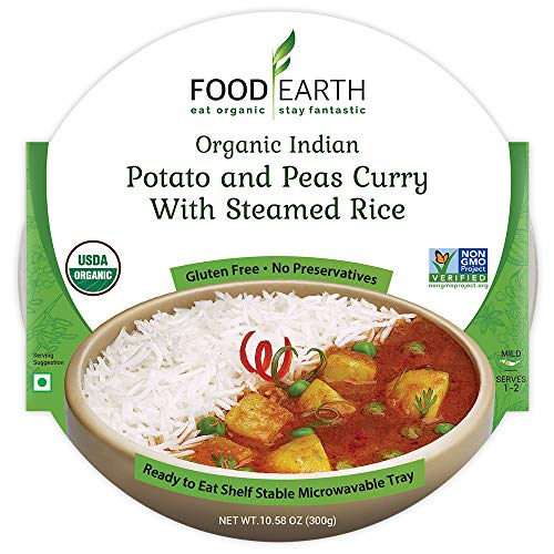 Food Earth Organic Indian Potato &Amp; Peas Curry With Steamed Rice