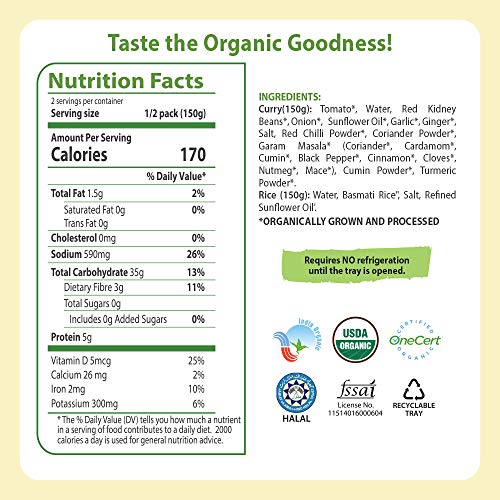 Food Earth Organic Indian Red Kidney Beans Curry With Steamed Ri