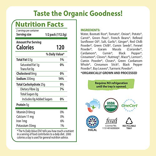 Food Earth Organic Indian Vegetable Biryani - Ready To Eat Meals