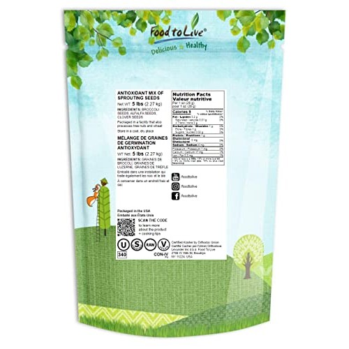 Antioxidant Mix of Sprouting Seeds, 5 Pounds - Broccoli, Clover,...