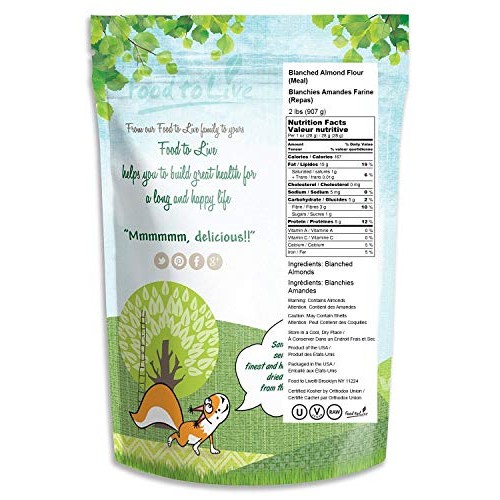 Blanched Almond Flour, 2 Pounds - Super Fine Grind Powder, Raw S