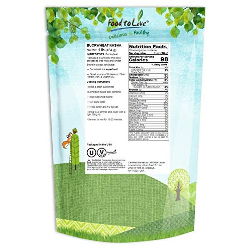 Buckwheat Kasha, 1 Pound - Grechka, Toasted Whole Groats, Made F