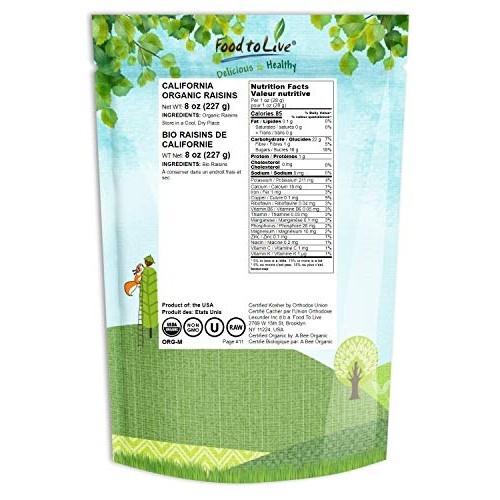 California Organic Raisins, 8 Ounces - Thompson Seedless Select,