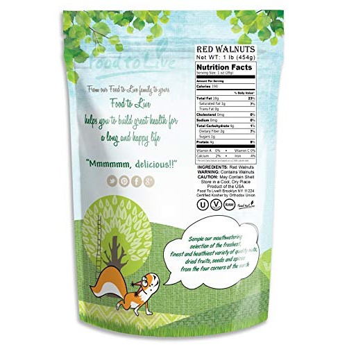 California Red Walnuts, 1 Pound — Raw, No Shell, Kosher, Unsalte