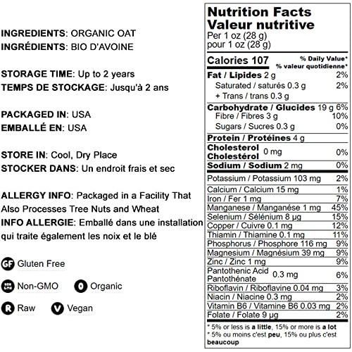 Certified Gluten Free Organic Regular Rolled Oats, 12 Pounds – N...